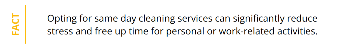 Fact - Opting for same day cleaning services can significantly reduce stress and free up time for personal or work-related activities.