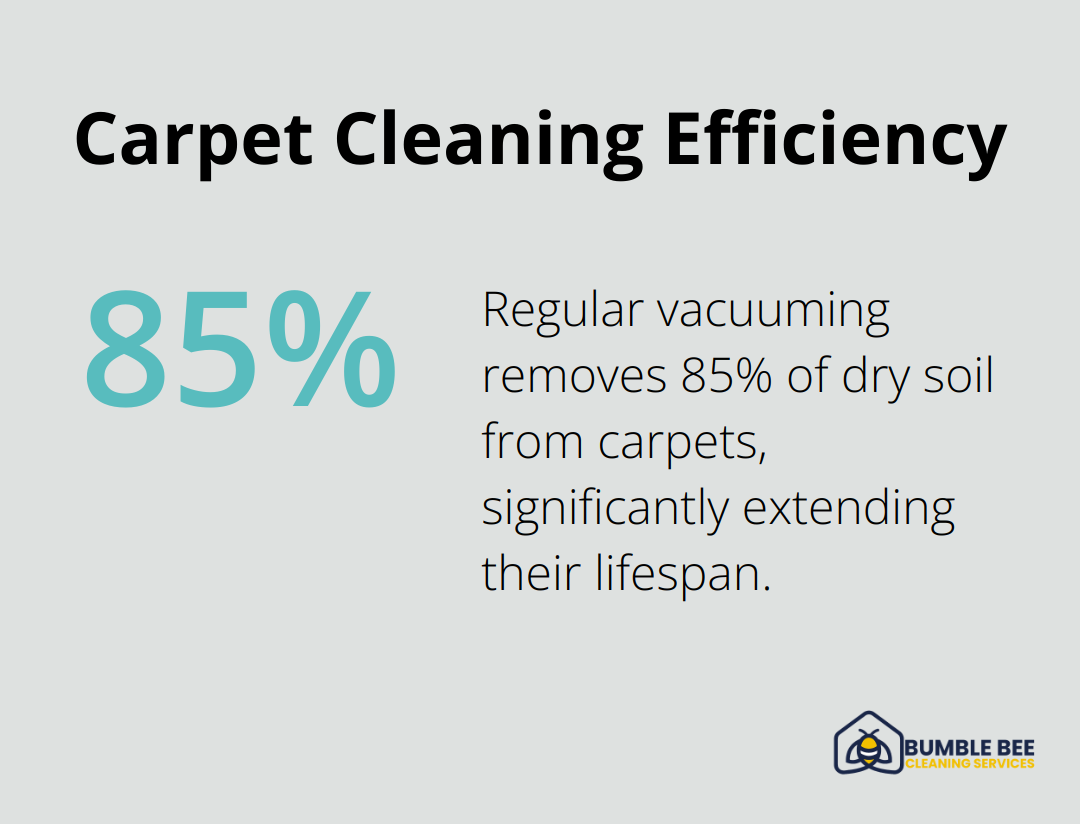 Pie chart showing that regular vacuuming removes 85% of dry soil from carpets - Janitorial equipment