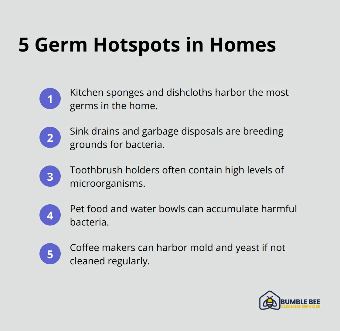 Ordered list of the top 5 germ hotspots in homes identified by the National Sanitation Foundation