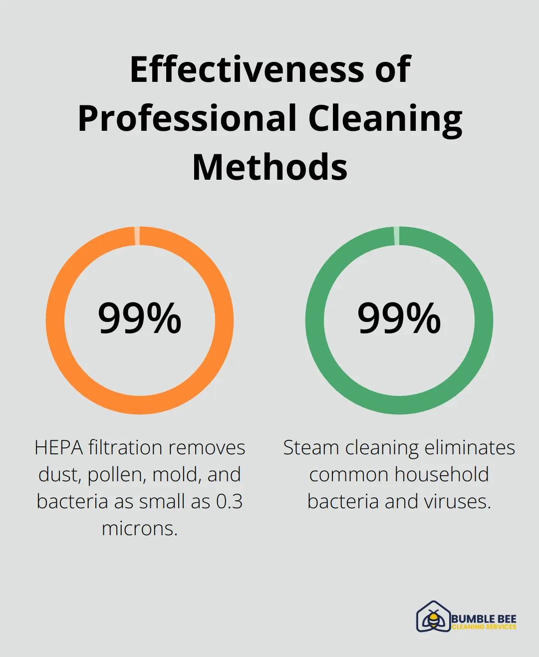 Chart showing the effectiveness of HEPA filtration and steam cleaning in removing contaminants - Deep clean services