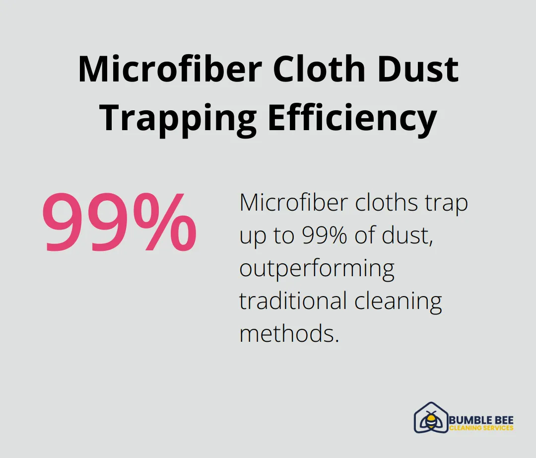 Chart showing microfiber cloths trap up to 99% of dust - Commercial post-renovation