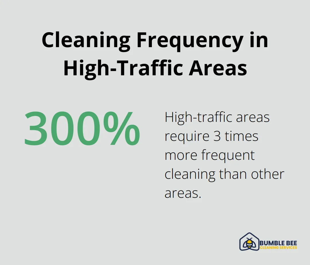 Chart showing high-traffic areas require 300% more frequent cleaning than other areas