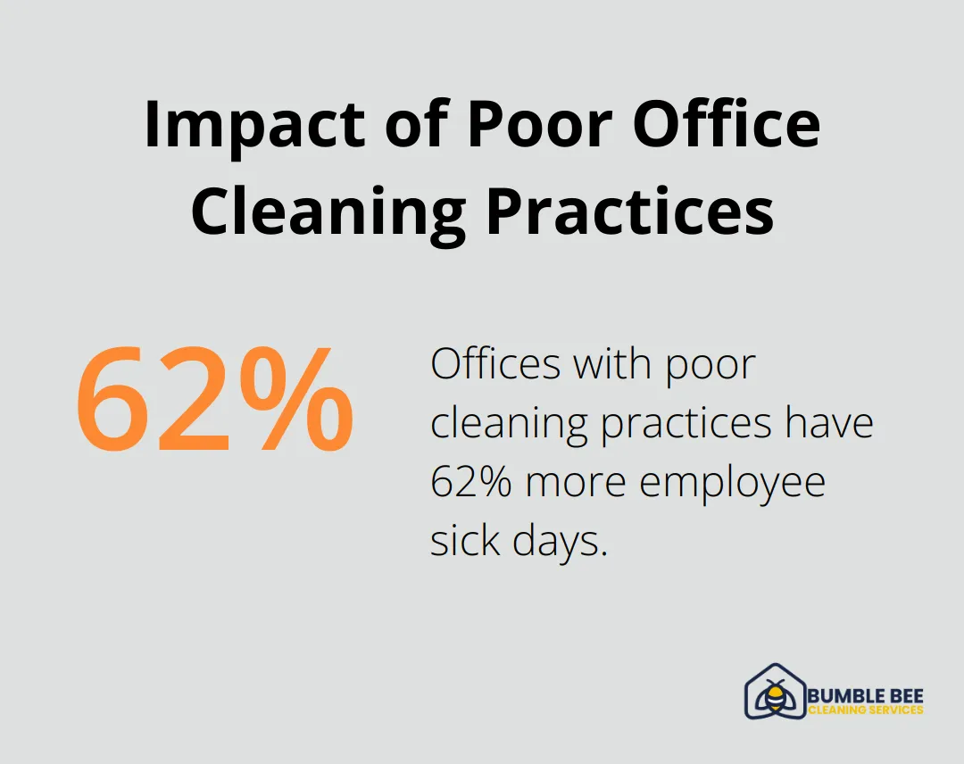 Chart showing 62% increase in sick days due to poor office cleaning practices