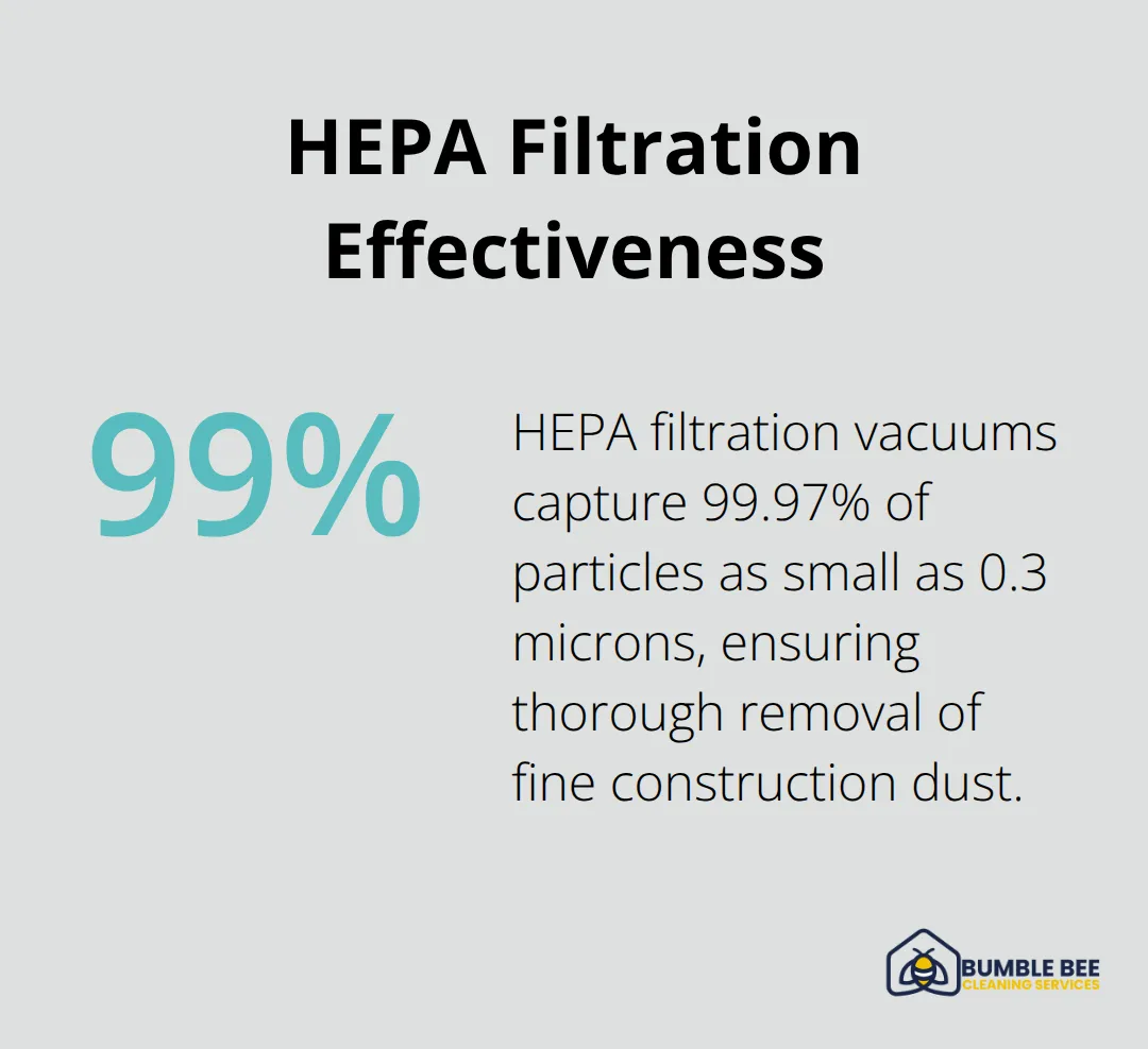 Chart showing HEPA filtration vacuums capture 99.97% of particles as small as 0.3 microns