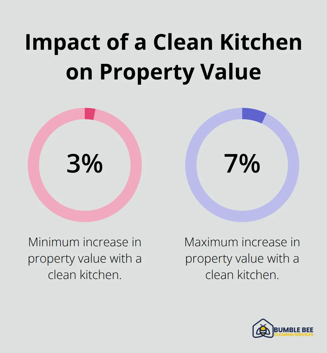 Bar chart showing that a clean kitchen can increase property value by 3-7%