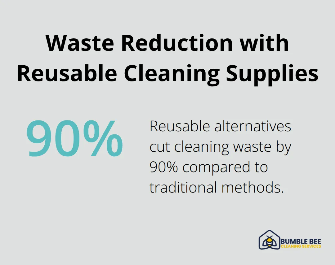 Chart showing 90% waste reduction achieved by using reusable alternatives in move-out cleaning. - Eco-friendly moveout
