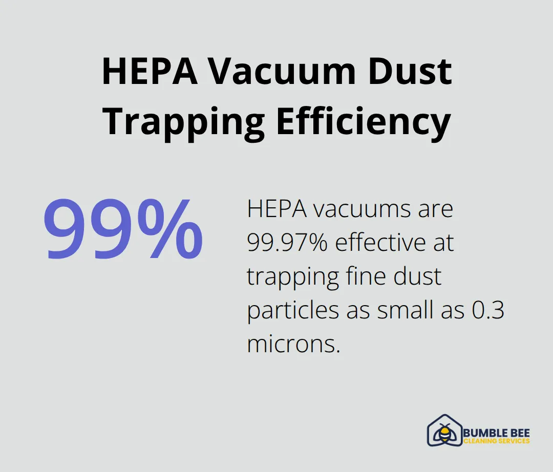 Pie chart illustrating HEPA vacuums are 99.97% effective at trapping fine dust particles
