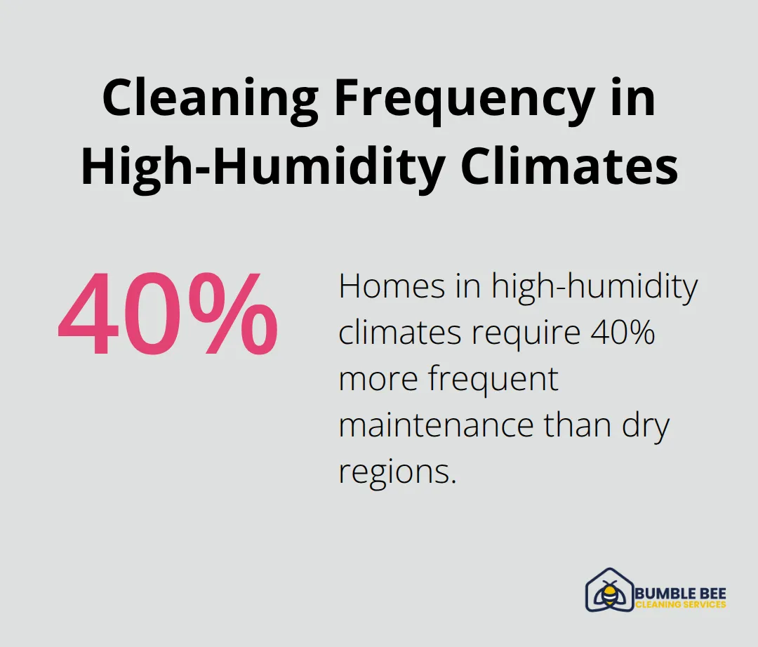 Chart showing that homes in high-humidity climates require 40% more frequent maintenance than dry regions - Recurring maid