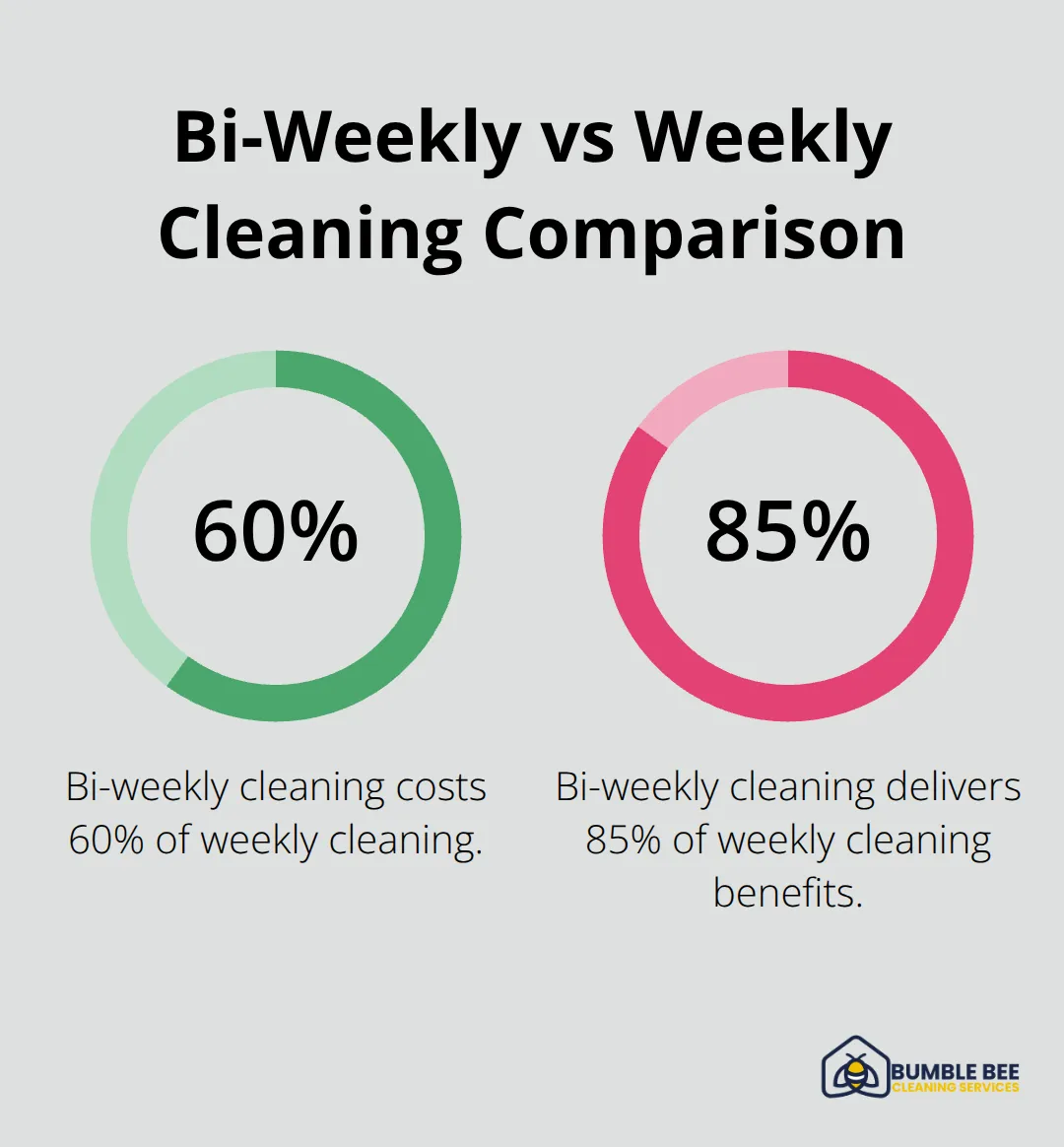 Percentage chart comparing cost and benefits of bi-weekly cleaning to weekly cleaning