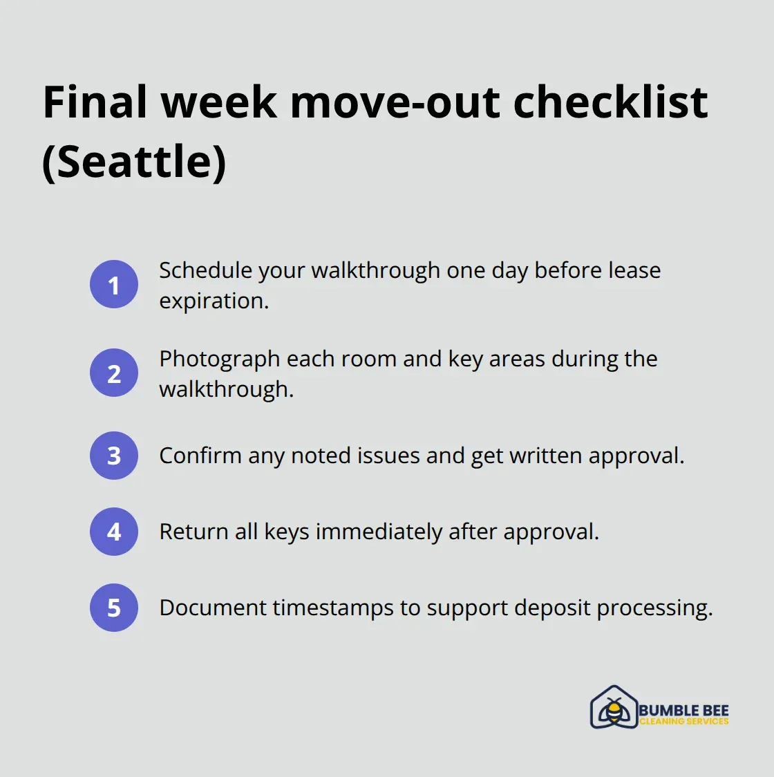 Compact checklist of final-week tasks for Seattle renters - Moveout stress