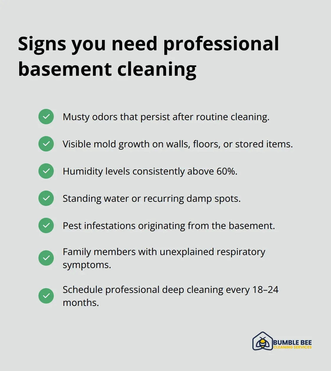 Checklist of indicators that it’s time to hire professional basement cleaning services