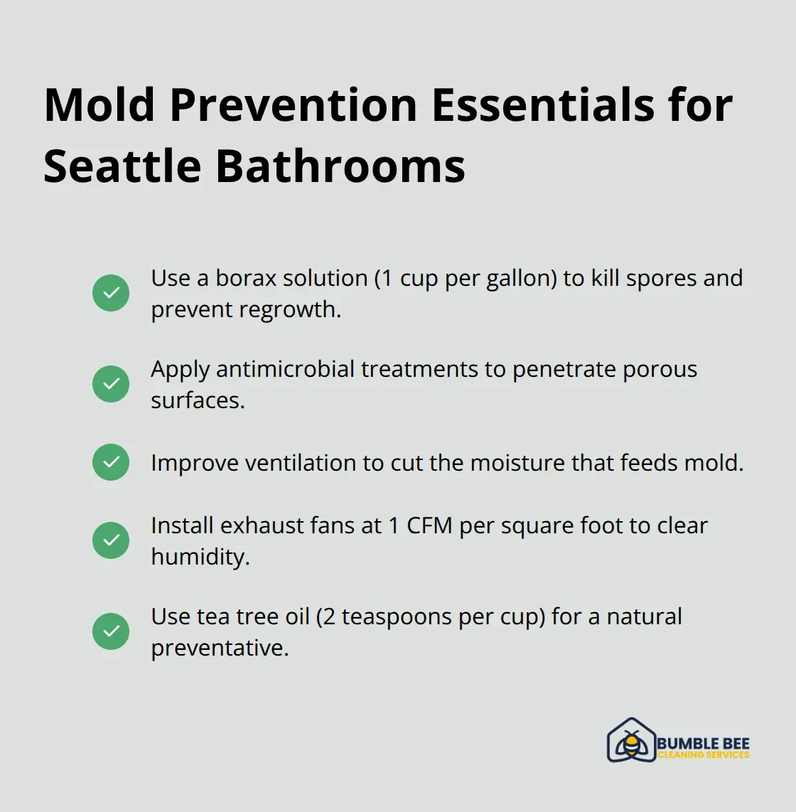 Checklist of effective mold prevention actions tailored to Seattle’s damp climate - Bathroom deep