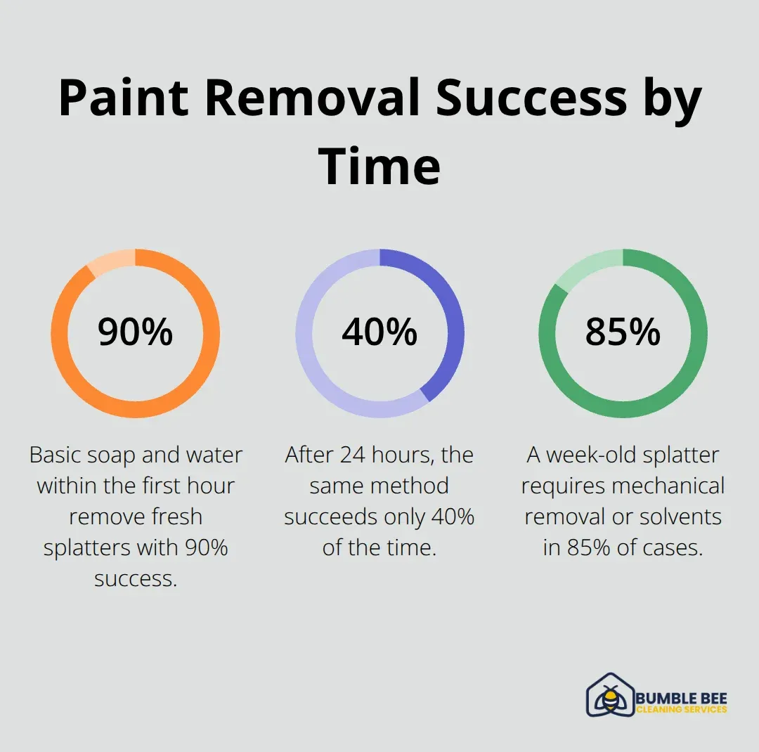 Chart showing paint removal success rates and required methods as time passes