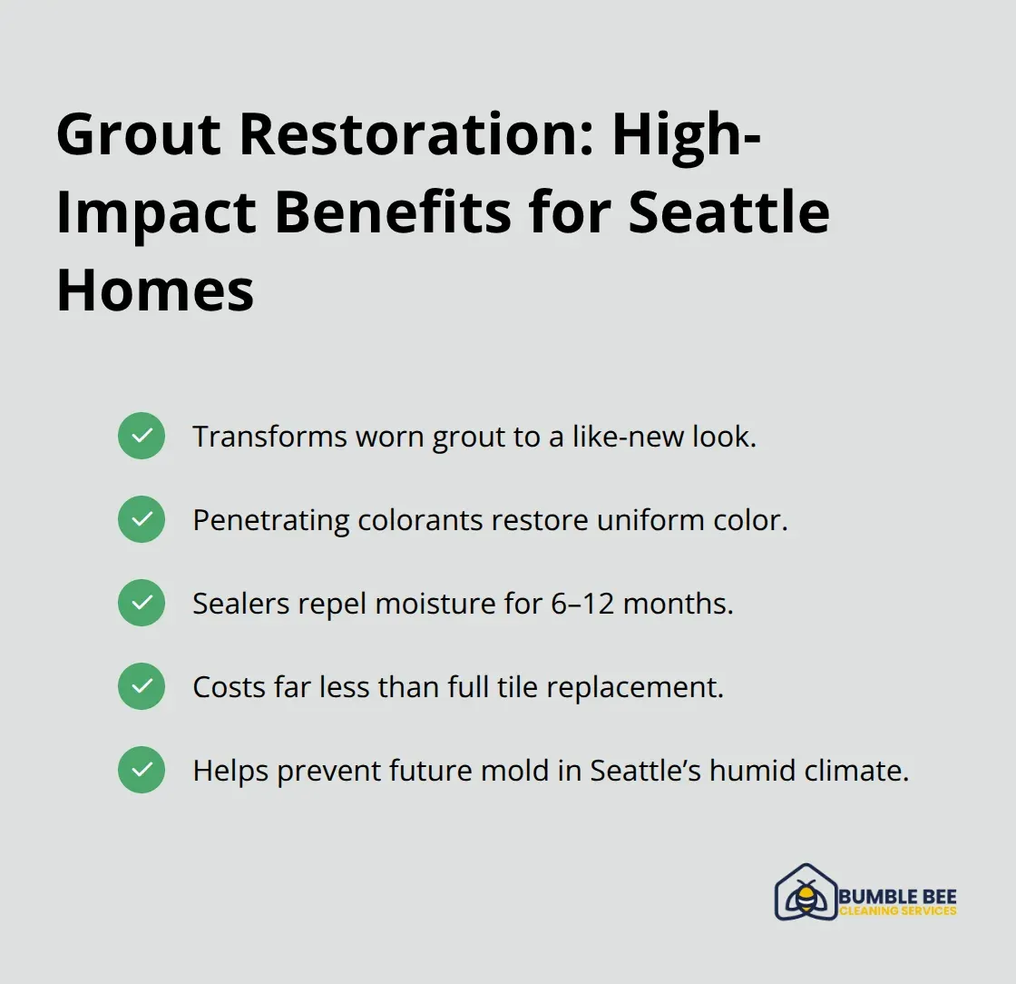 Checklist of key benefits from professional grout restoration in Seattle homes.