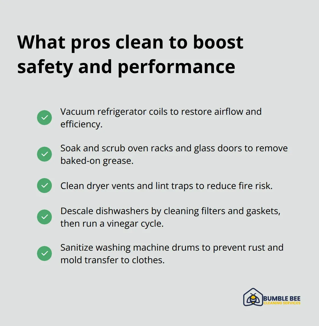 Checklist of professional appliance deep-cleaning tasks