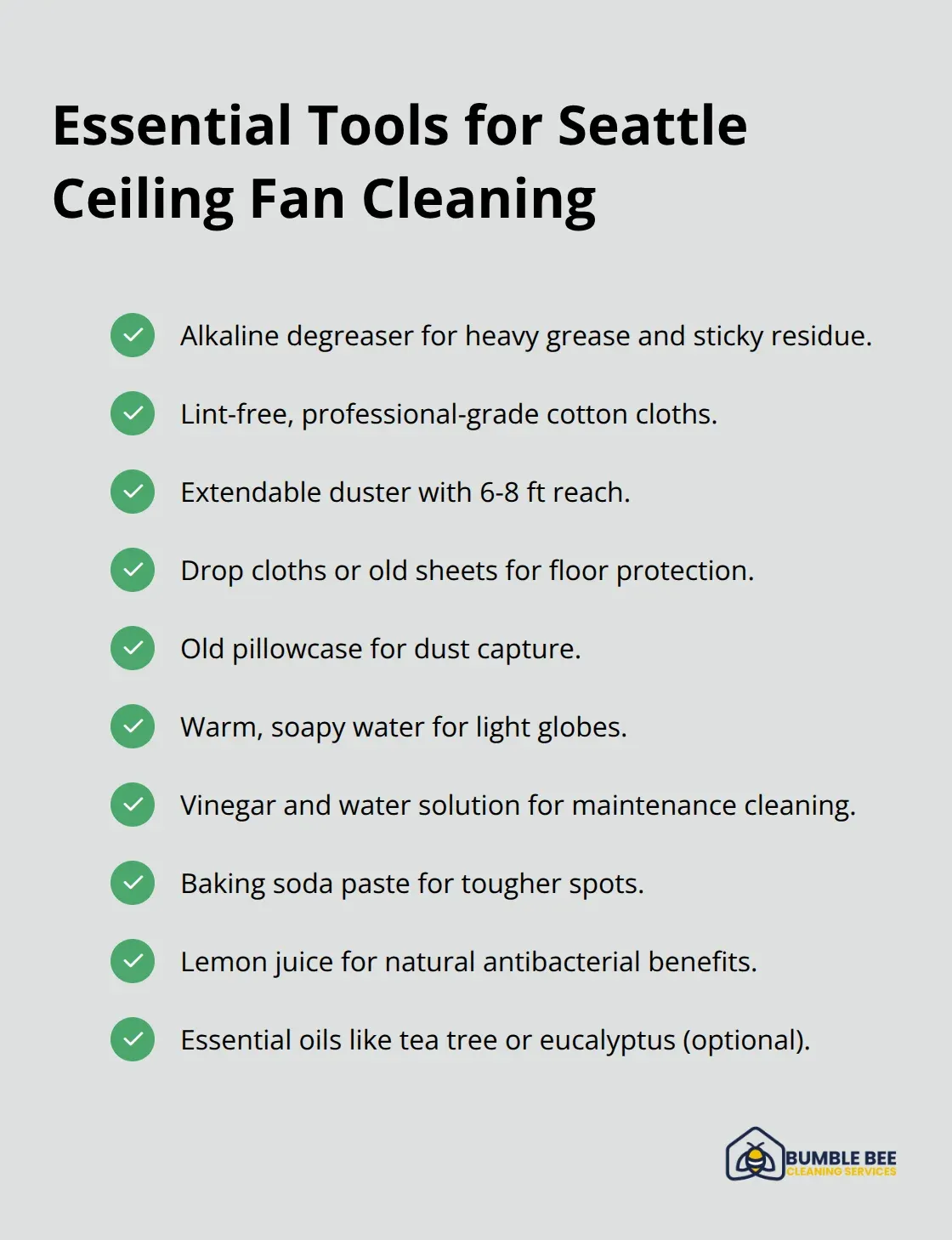 Checklist of tools and products recommended in the guide