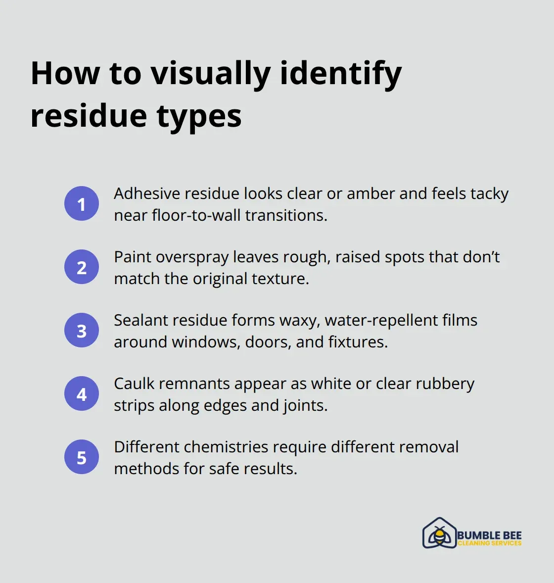 Quick checklist for spotting post-construction residues - Chemical residue