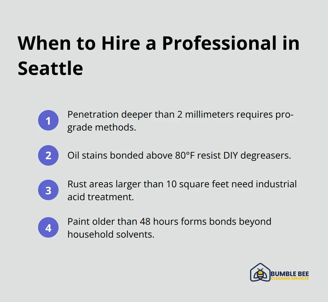 Compact checklist of thresholds that indicate it’s time to hire professional concrete cleaners.