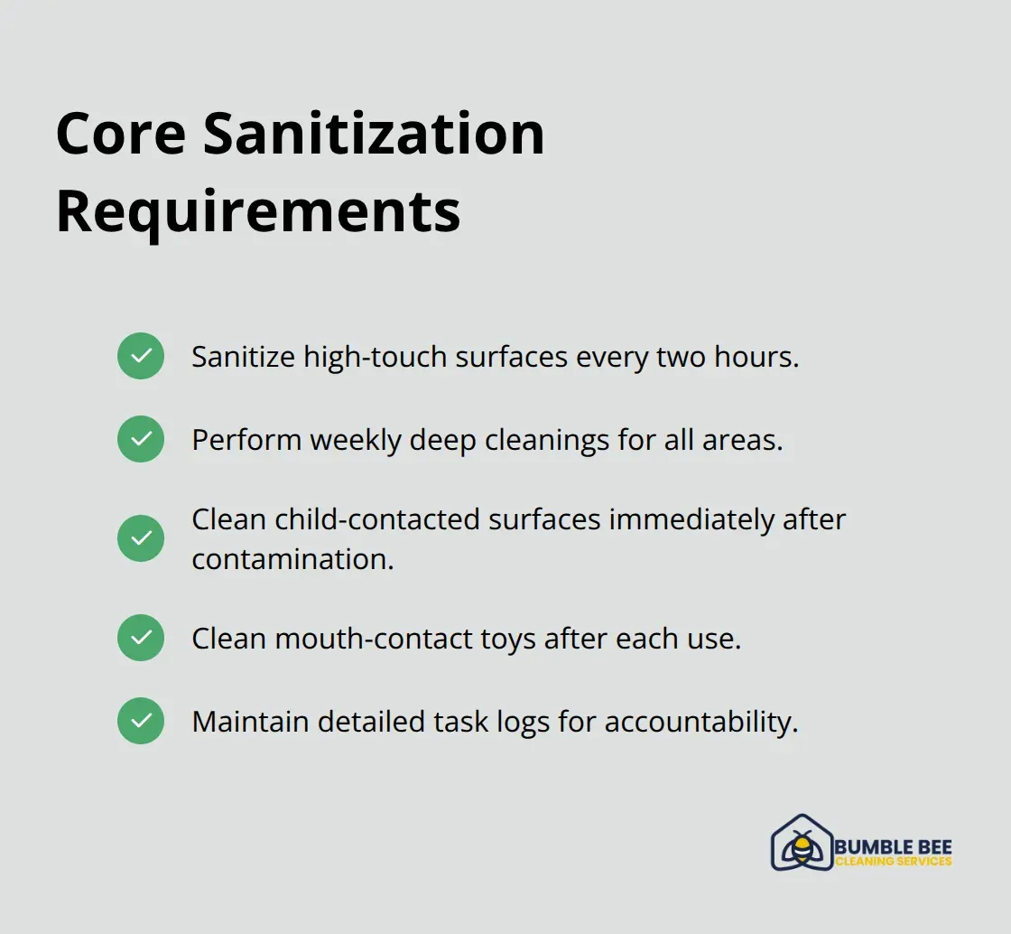 Core daycare sanitization requirements and documentation practices
