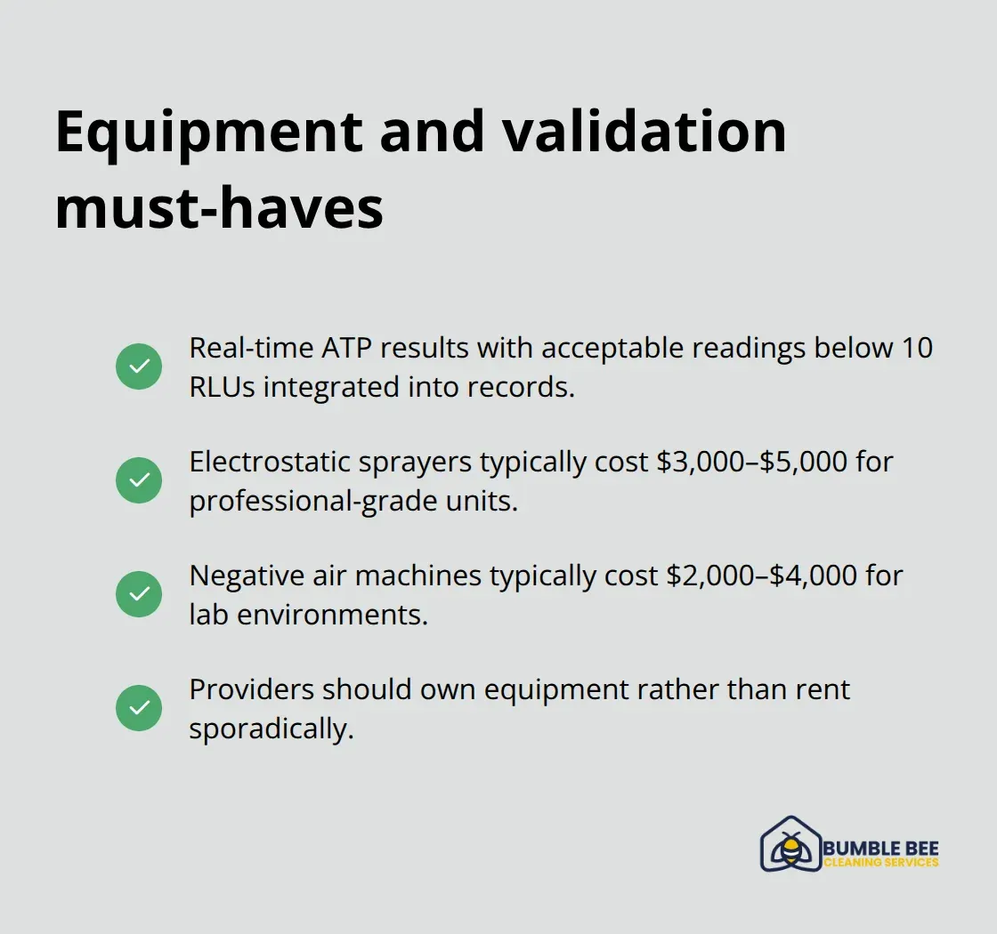 Required ATP validation and equipment expectations for professional lab cleaning - Laboratory sanitization