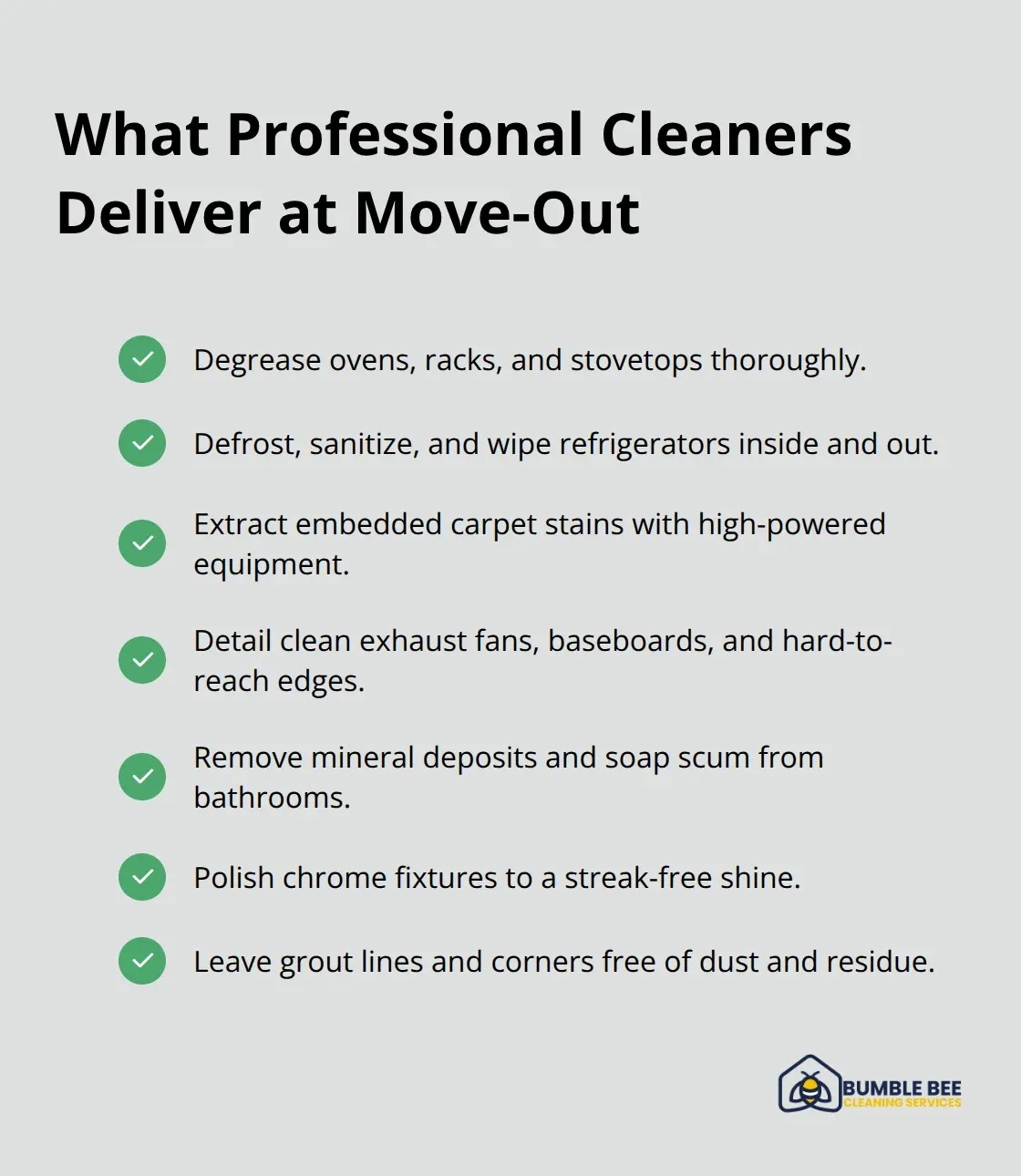 Checklist of professional cleaning tasks that protect your security deposit.