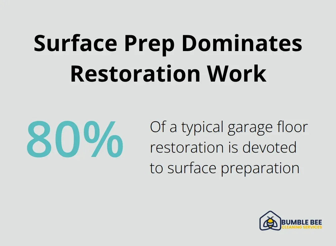 Eighty percent of a garage floor restoration is surface preparation