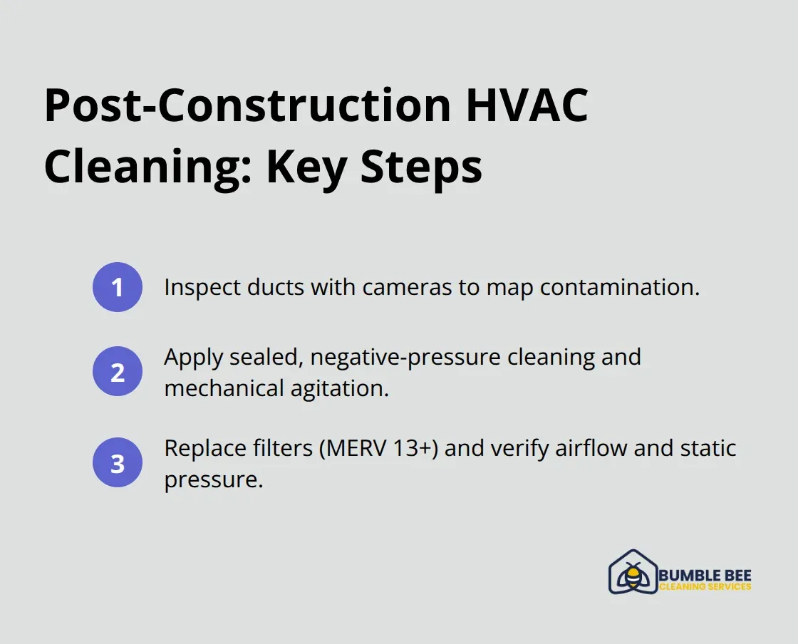Compact list summarizing the main steps in professional post-construction HVAC cleaning. - HVAC duct cleaning