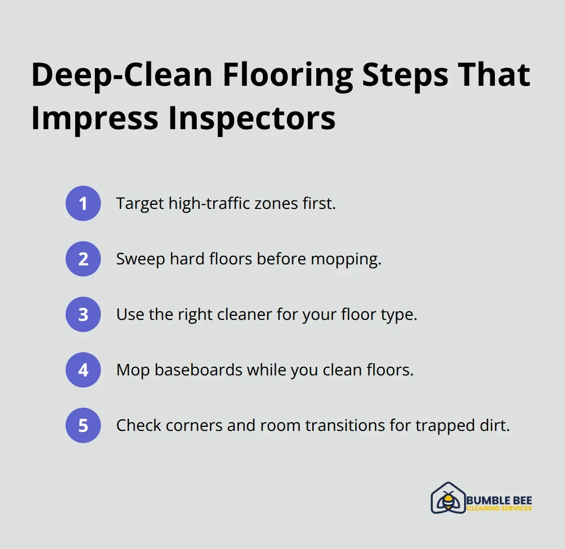 Compact list of essential carpet and hard floor cleaning actions - Move out cleaning checklist
