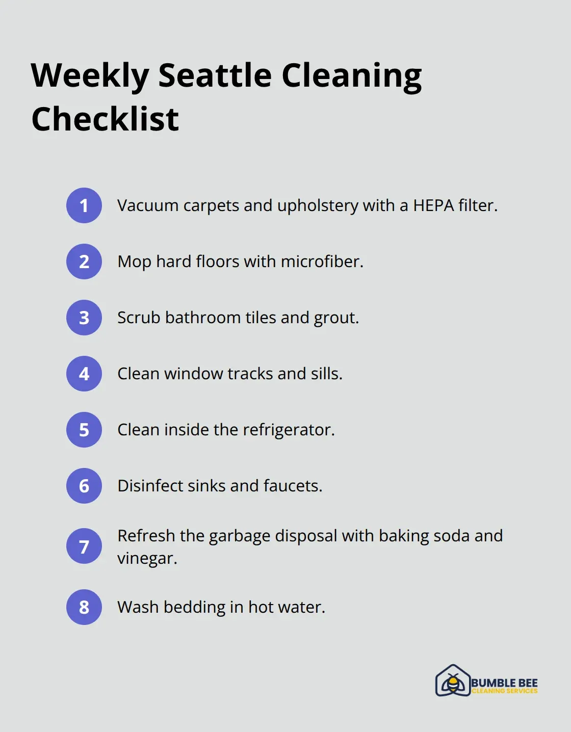 Compact weekly cleaning checklist tailored to Seattle’s moist climate. - Seattle home cleaning guide