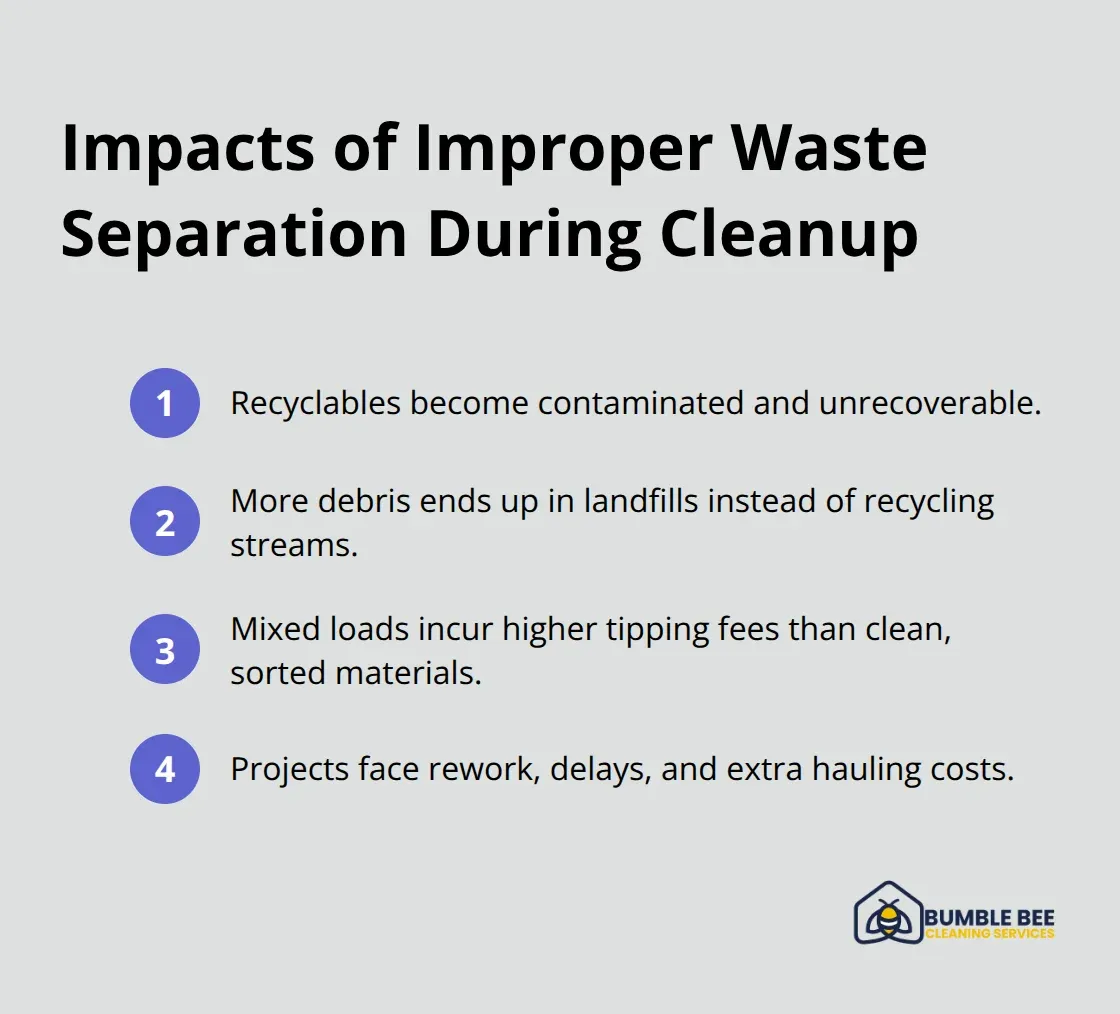 Key consequences when recyclable materials are mixed with contaminated debris during post-construction cleanup - Eco building materials