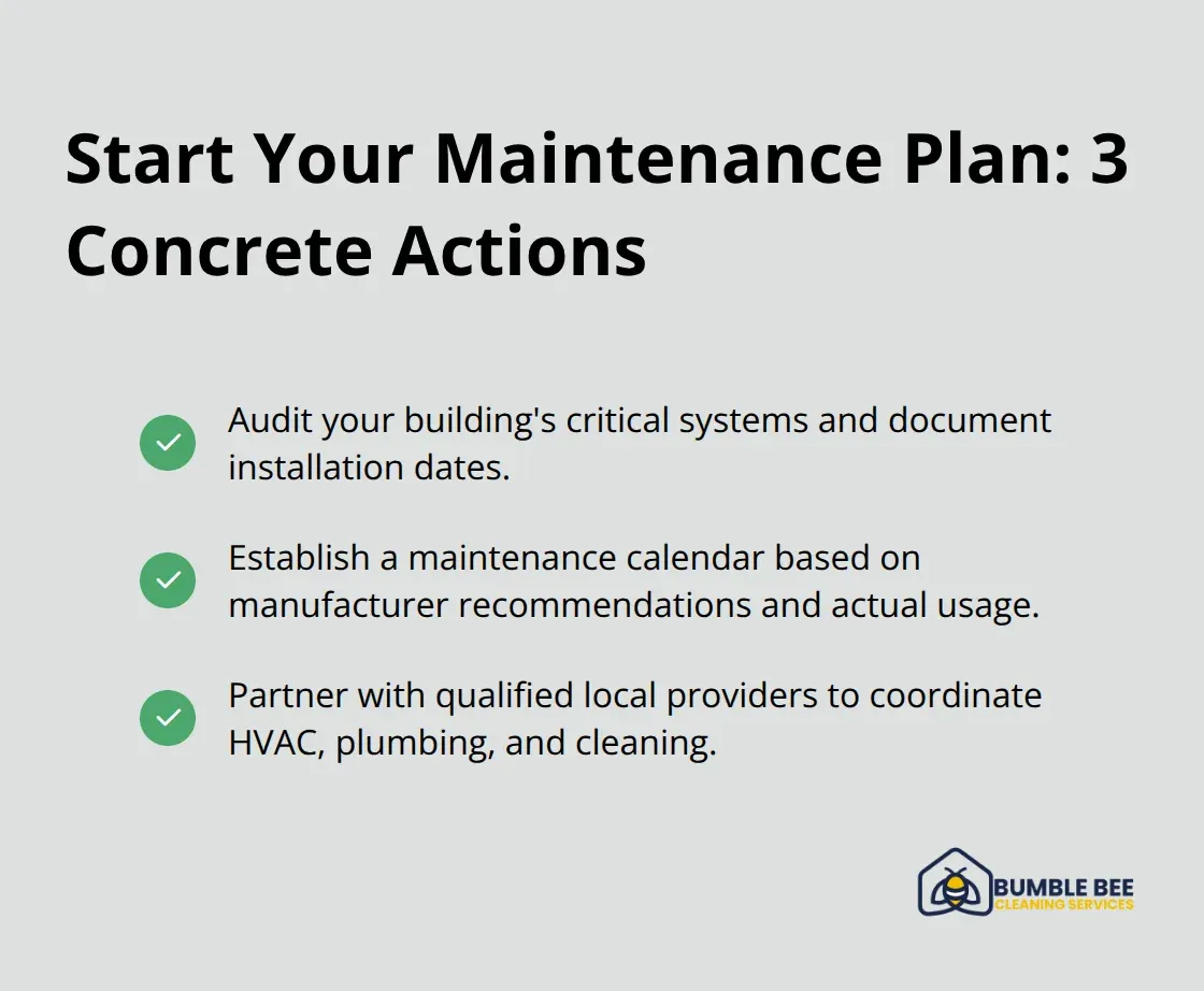 Checklist of three actions to launch a cost-saving maintenance plan. - Facility maintenance