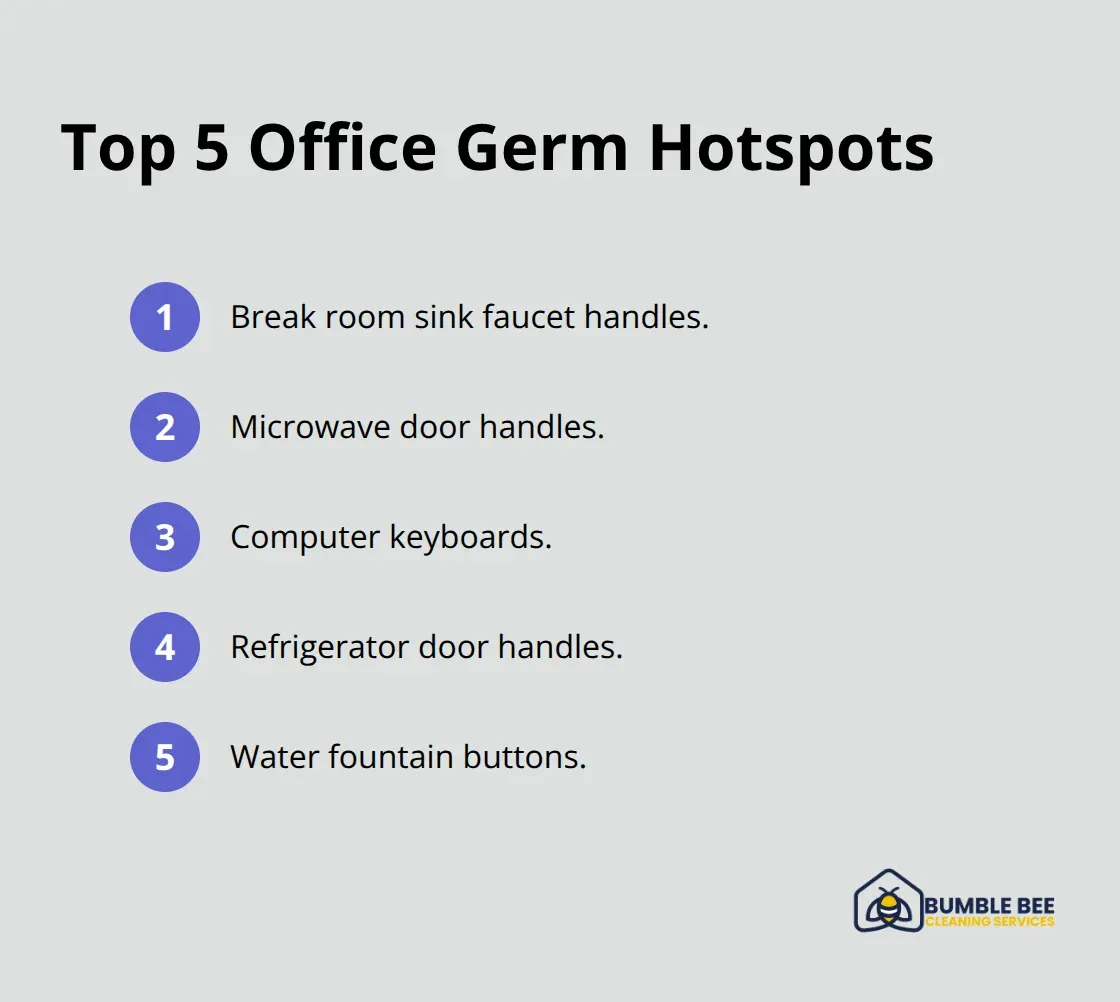 List of the five most contaminated office surfaces to target during deep cleaning