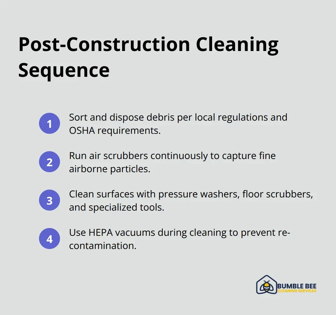 Compact list of the core steps in the post-construction cleaning process
