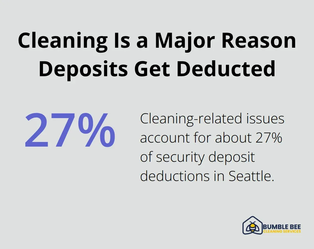 Chart showing that 27% of security deposit deductions are due to cleaning-related issues in Seattle. - Tenant move out cleaning