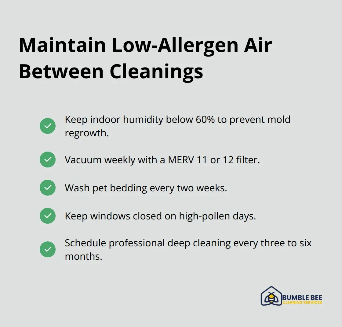Checklist of ongoing steps to keep indoor allergens low - Allergen-free home
