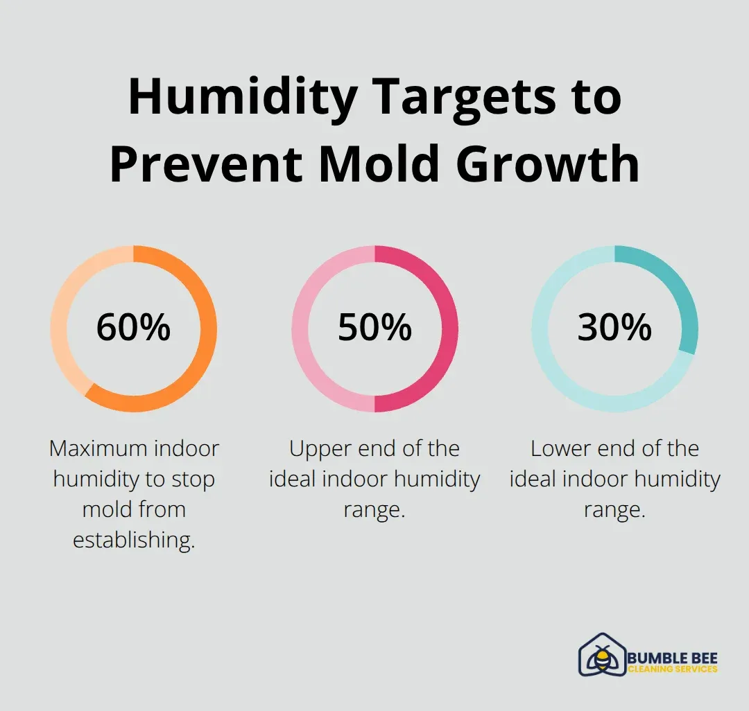 Chart showing EPA-recommended indoor humidity thresholds to prevent mold in Seattle homes