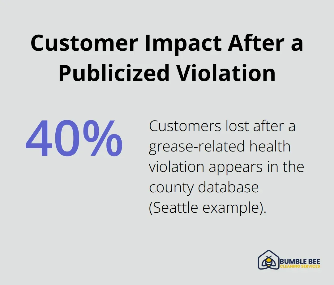 Percentage of customers lost after a grease-related health violation becomes public.