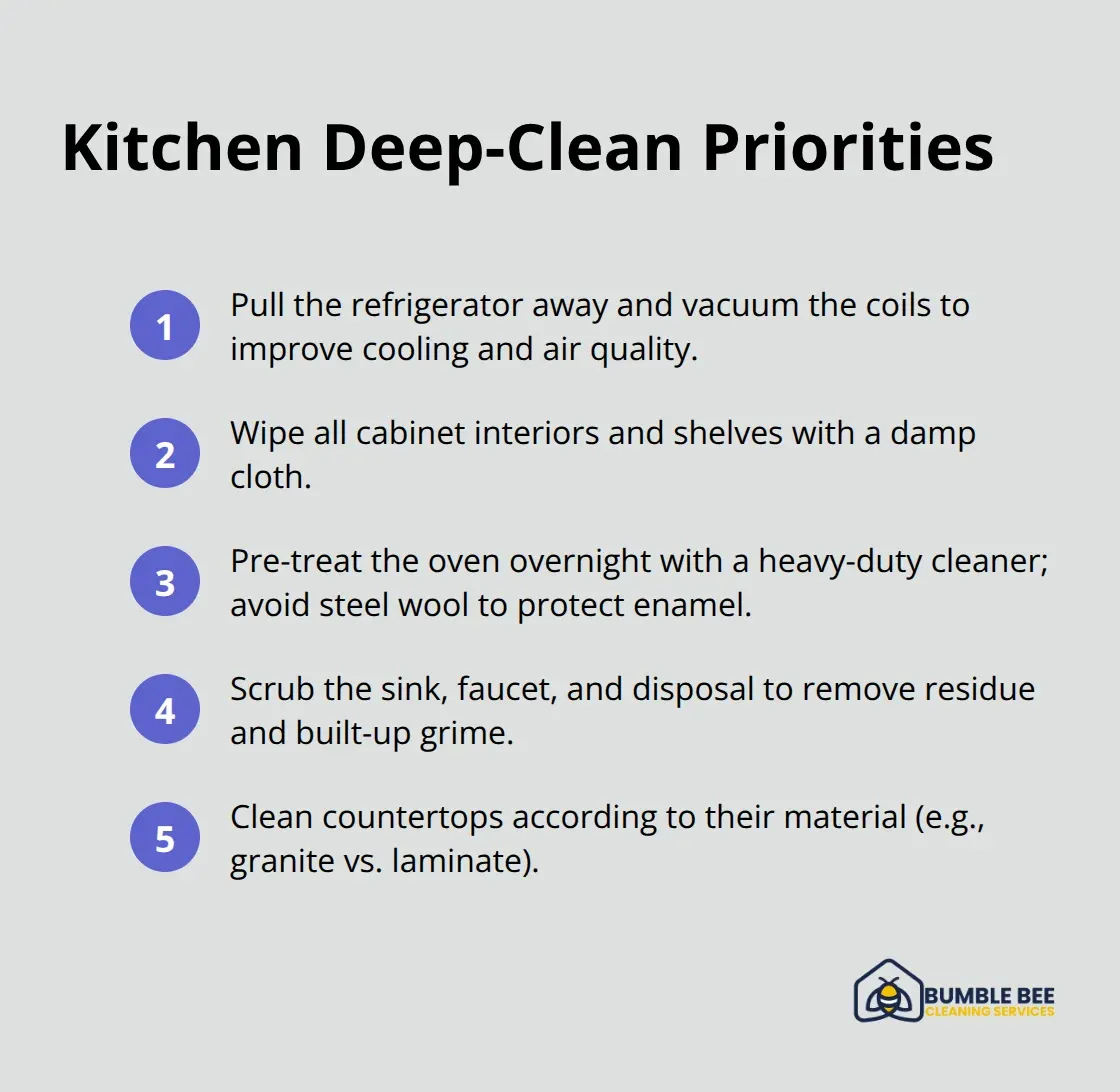 Compact checklist of top kitchen deep-clean tasks before moving in - Move-in readiness