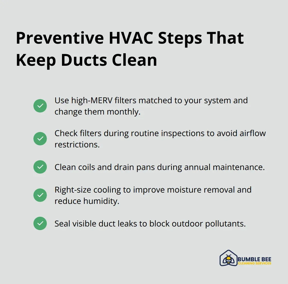 Checklist of key preventive HVAC actions to reduce contamination and mold risk. - Office ventilation