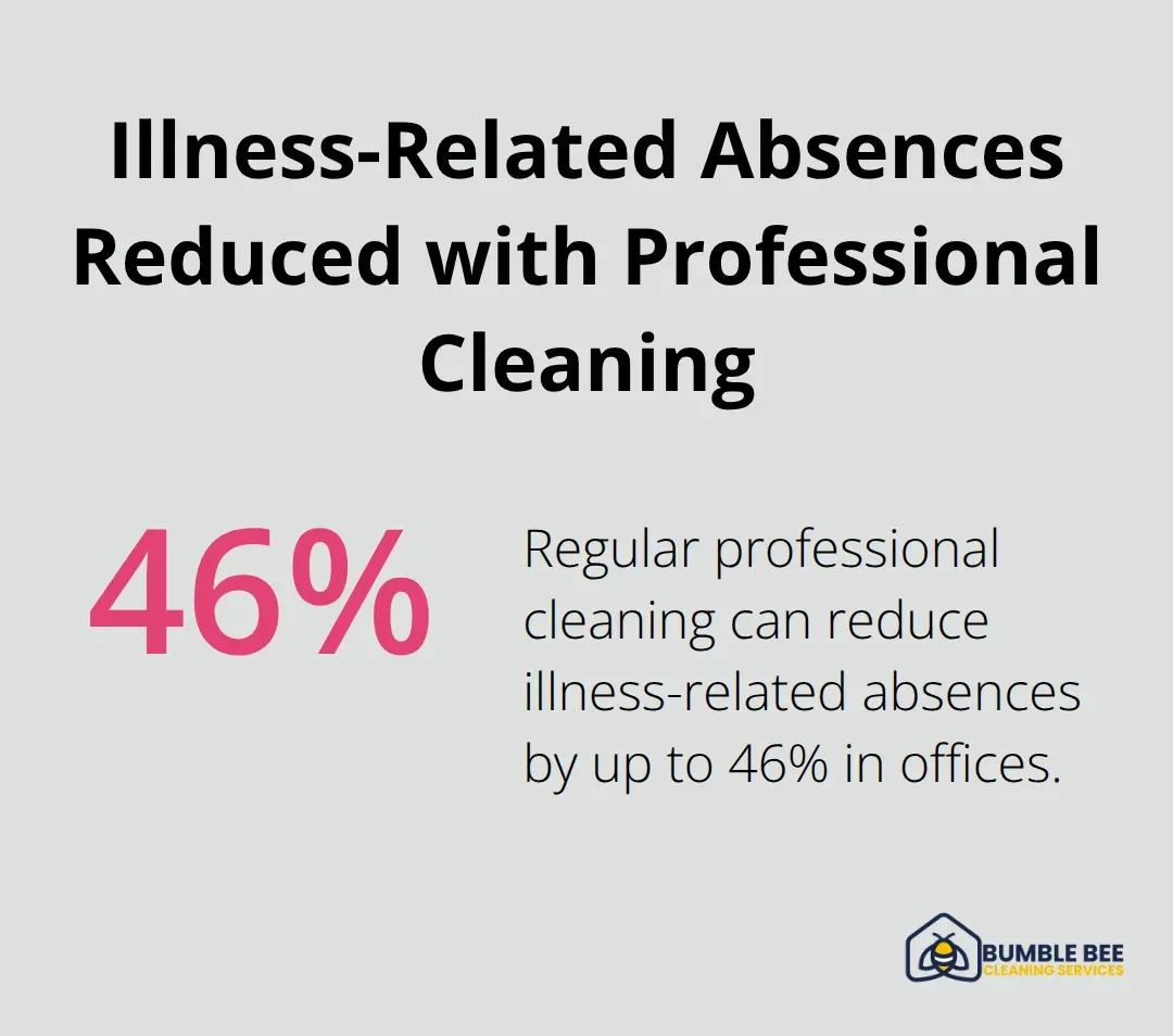 Infographic showing that regular professional cleaning can reduce illness-related absences in offices by up to 46%. - Workplace wellness