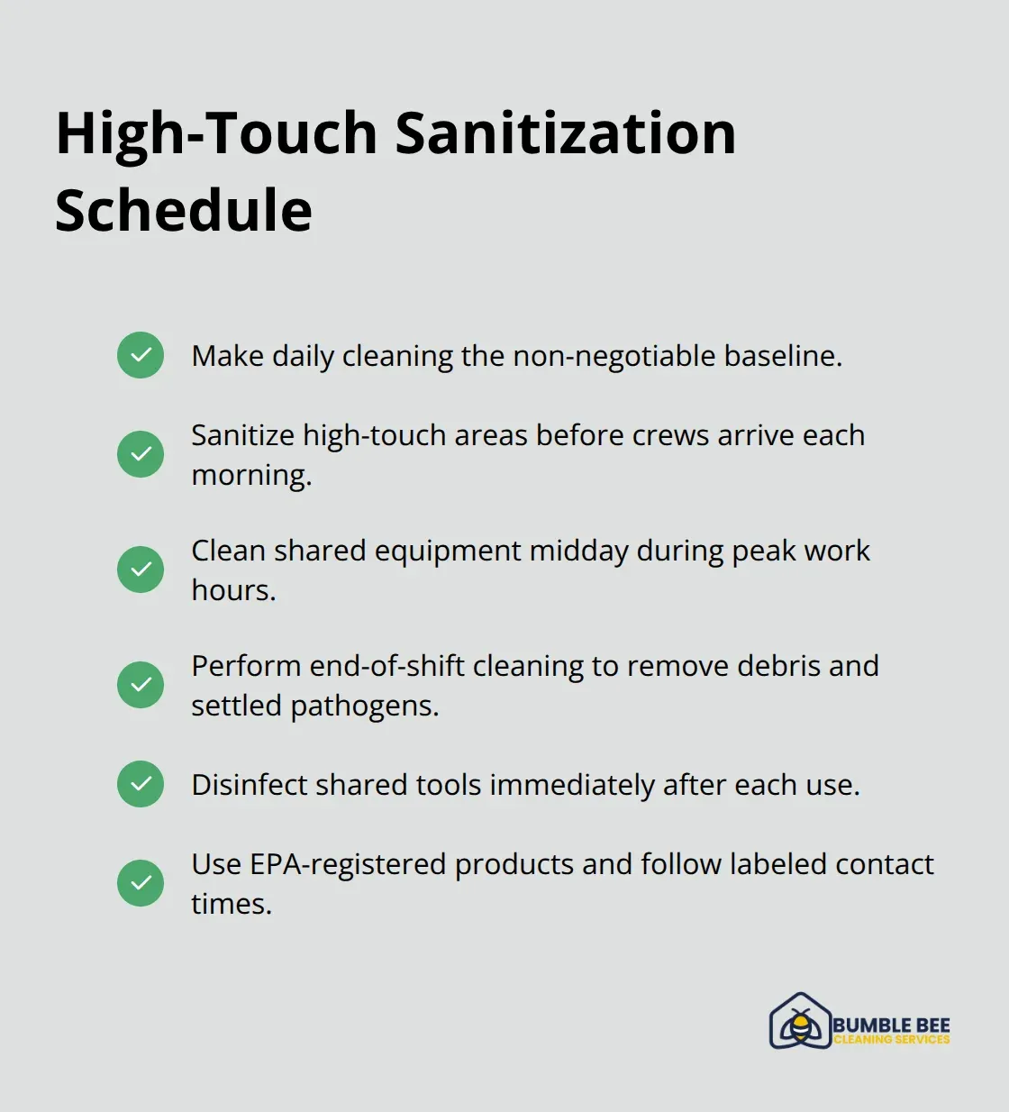 Checklist of when and how to sanitize high-touch surfaces on construction sites. - Construction sanitation