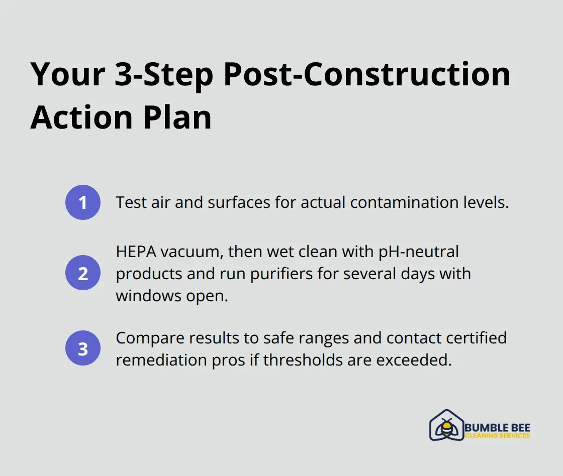 Compact checklist of three steps to protect your home after construction. - Construction toxins