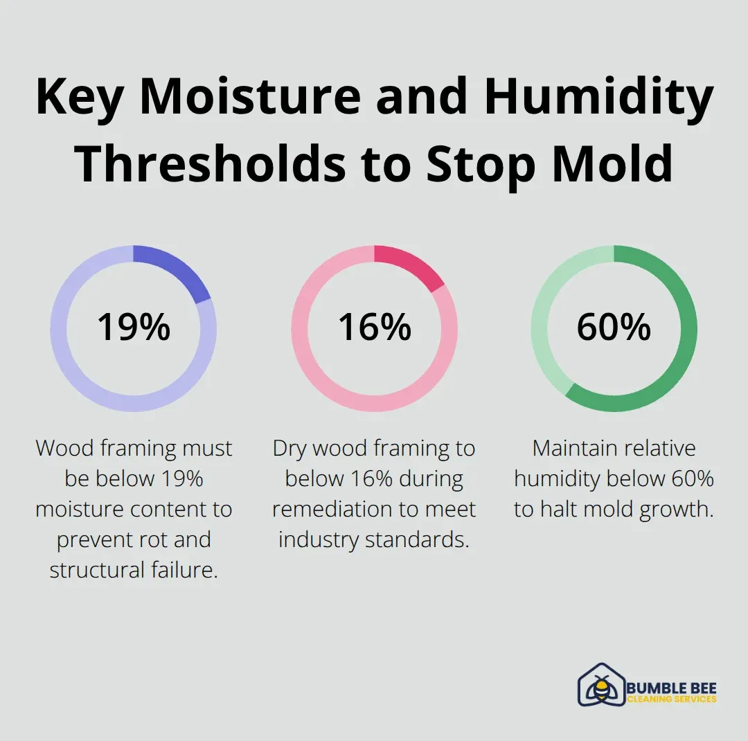 Three critical thresholds for safe crawlspace conditions: wood moisture and indoor humidity