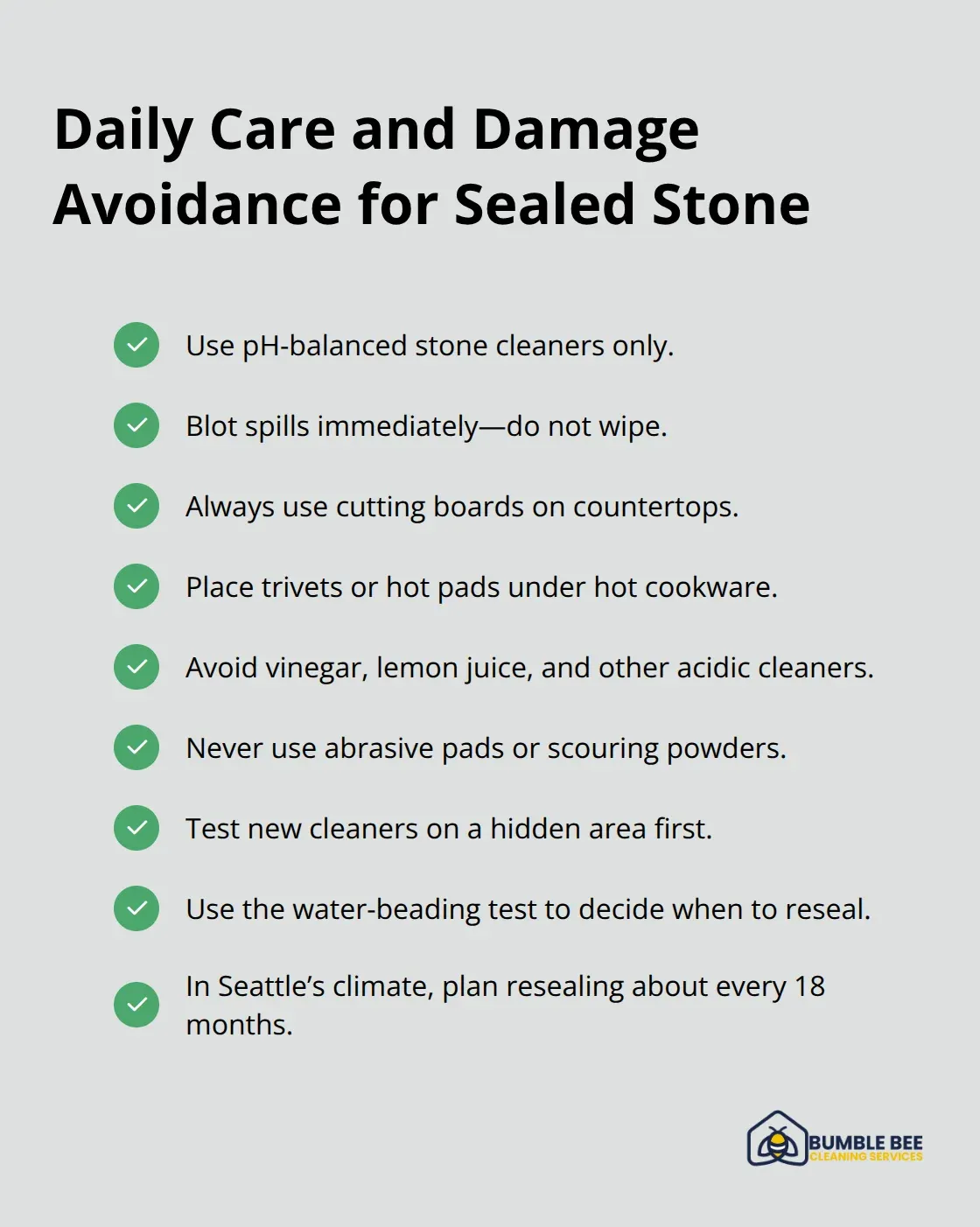 Daily maintenance do’s and don’ts to keep sealed granite and marble protected - Sealed surfaces