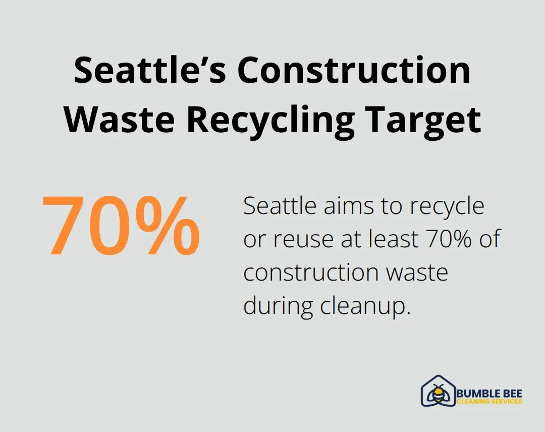 Percentage chart highlighting Seattle’s goal to recycle or reuse construction waste. - Eco sealants