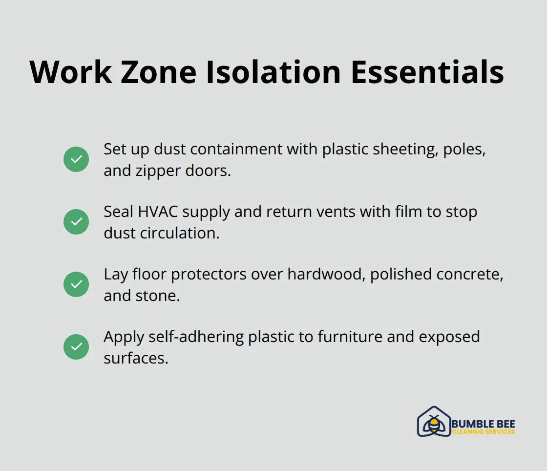 Checklist of containment steps to protect sealed surfaces during construction. - Seal protection