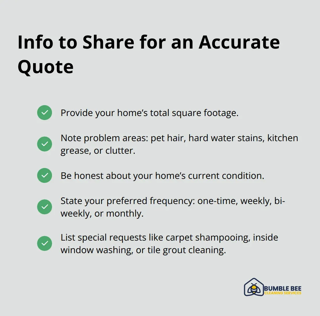 Checklist of details to provide for a precise Seattle cleaning estimate