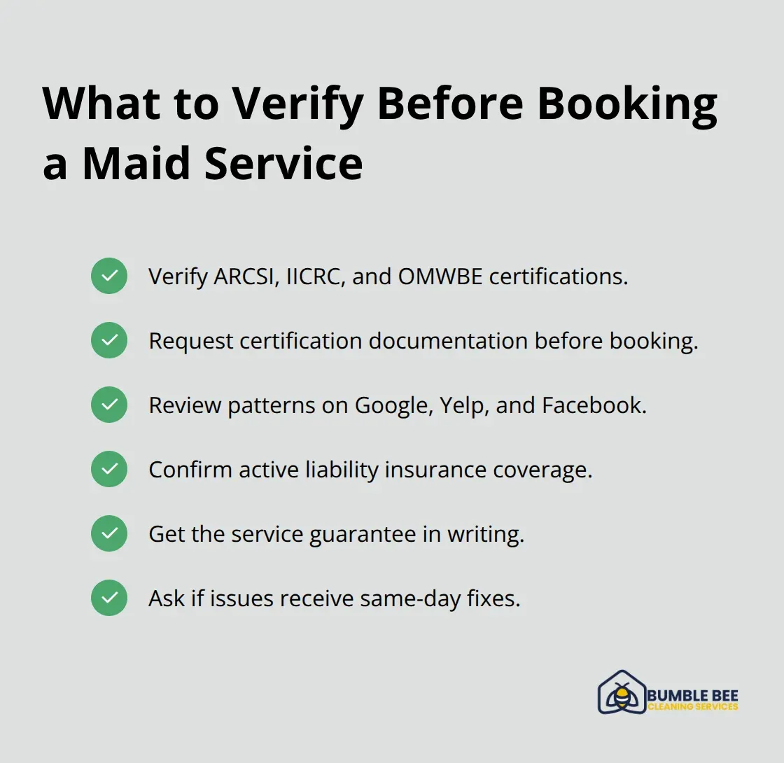 Checklist of credentials, protections, and proof to confirm before hiring a Buford maid service in the United States. - Georgia maid service Buford