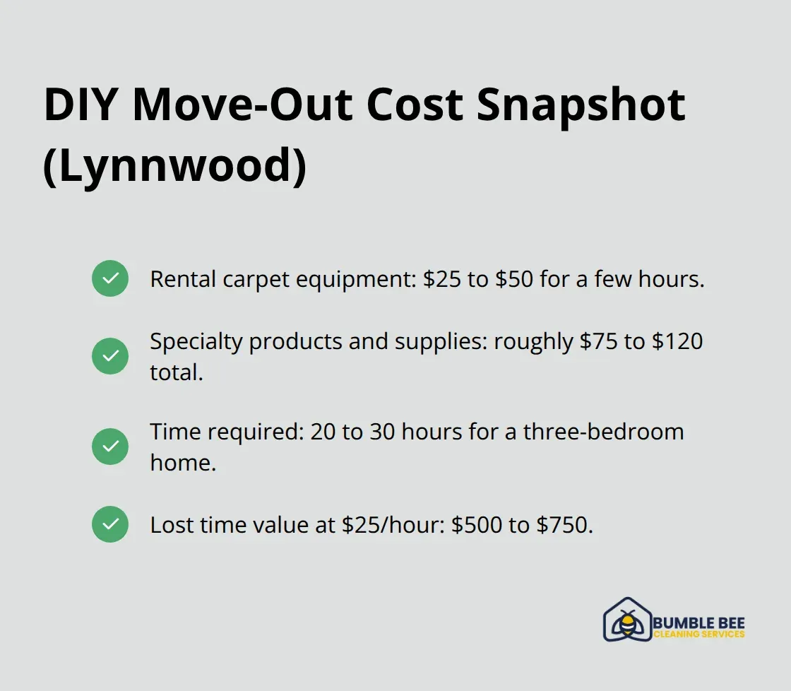 Breakdown of DIY move-out cleaning costs and time in Lynnwood